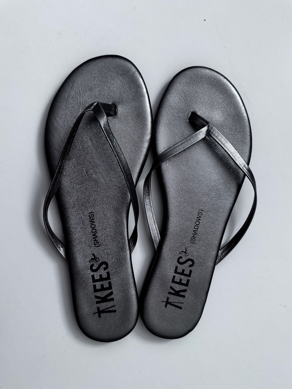TKEES Leather Sandals in Pewter finish